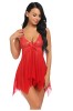 Seksi Kırmızı Tül Dantel Babydoll Gecelik 15507